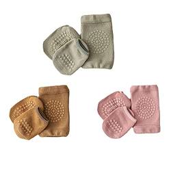 Sendley Baby Krabbeln 3 Paar Baby Knieschoner und 3 Paar Baby Socken mit Gummipunkte Anti-rutsch für Baby Krabbelschoner Krabbelhilfe Knieschützer 1-3 Y (Rosa braun Grün) von Sendley