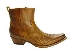 Sendra Boots 11783 Mimo Braun Mens Stiefellette Cowboy Western Kurze Stiefel Spitzen Zehe Schräge Absatz Reißverschluss Handgemacht Echt Leder Größe 42 von Sendra