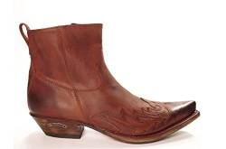 Sendra Boots 11783C Cuervo Cognac Handgefertigte Herren Cowboy Western Stiefelette Spitzen Stiefel Reißverschluss Leicht Abgeschrägter Absatz Echtes Leder Größe 42 von Sendra