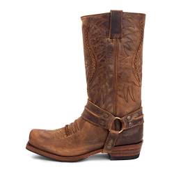 Sendra Boots - 12209 Cowboystiefel für Damen und Herren mit Schuhabsatz und eckiger Spitze - Cowboy-Stil aus braunem Leder mit Aged-Effekt - Hohe Cowboystiefel - 43 von Sendra