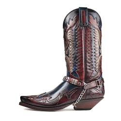 Sendra Boots 3840 Cowboy-Stiefel für Damen, mit Absatz und Spitzenform, Rot und Blau, rot, 44 EU von Sendra