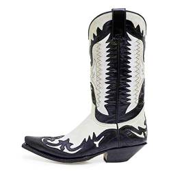 Sendra Boots - 3840 Cowboystiefel für Damen und Herren mit Absatz und verlängerter Spitze - Country Boots Style in Schwarz und Weiß - Elegante Stiefel - 37 von Sendra