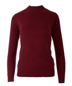 Seniorenmode24 Damen Senioren Oma Pullover Feintrick Strickpullover mit Stehkragen Schildkröten Kragen kuschelig weich ideal für Omas (DE/NL/SE/PL, Numerisch, 34, 36, Regular, Regular, Bordeauxrot) von Seniorenmode24