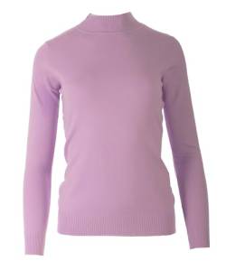 Seniorenmode24 Damen Senioren Oma Pullover Feintrick Strickpullover mit Stehkragen Schildkröten Kragen kuschelig weich ideal für Omas (DE/NL/SE/PL, Numerisch, 34, 36, Regular, Regular, Flieder) von Seniorenmode24