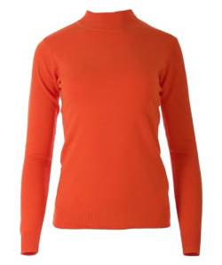 Seniorenmode24 Damen Senioren Oma Pullover Feintrick Strickpullover mit Stehkragen Schildkröten Kragen kuschelig weich ideal für Omas (DE/NL/SE/PL, Numerisch, 40, 42, Regular, Regular, orange) von Seniorenmode24