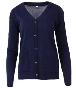 Seniorenmode24 Damen Senioren Oma Strickjacke Strickpullover mit Knöpfen kuschelig weich aus Baumwolle ideal für pflegebedürftige Omas (DE/NL/SE/PL, Numerisch, 40, 42, Regular, Regular, dunkelblau) von Seniorenmode24