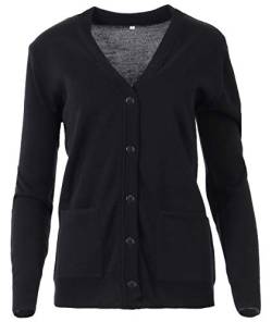 Seniorenmode24 Damen Senioren Oma Strickjacke Strickpullover mit Knöpfen kuschelig weich aus Baumwolle ideal für pflegebedürftige Omas (DE/NL/SE/PL, Numerisch, 40, 42, Regular, Regular, schwarz) von Seniorenmode24