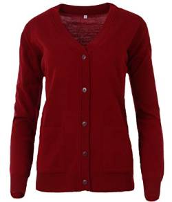 Seniorenmode24 Damen Senioren Oma Strickjacke Strickpullover mit Knöpfen kuschelig weich aus Baumwolle ideal für pflegebedürftige Omas (DE/NL/SE/PL, Numerisch, 46, 48, Regular, Regular, Bordeauxrot) von Seniorenmode24