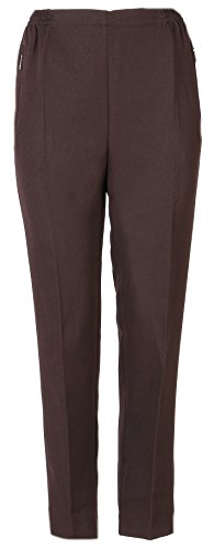 Seniorenmode24 Winter Schlupfhose meliert, komfortabler Gummibund, gerader Schnitt, Hosentaschen mit Zip (DE/NL/SE/PL, Numerisch, 40, Regular, Kurz, Dunkelbraun Uni) von Seniorenmode24