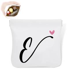 Initial E Kosmetiktasche, personalisierbar, wasserdicht, tragbar, kein Reißverschluss, selbstschließende Make-up-Tasche, Mini-Reiseaufbewahrung, Make-up-Tasche, Geschenk für Damen, Mädchen, Teenager von Senkiiv