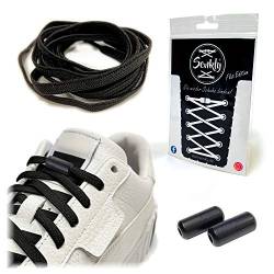 Senkly Elastische Schnürsenkel | Flat Edition | mit Metallkapsel für Sneaker (Schwarz-Mattschwarz) von Senkly