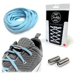 Senkly Elastische Schnürsenkel mit Metallkapsel für Sneaker (Babyblau-Silber) von Senkly