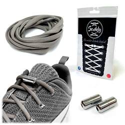 Senkly Elastische Schnürsenkel mit Metallkapsel für Sneaker (Grau-Silber) von Senkly