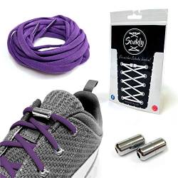 Senkly Elastische Schnürsenkel mit Metallkapsel für Sneaker (Lila-Silber) von Senkly