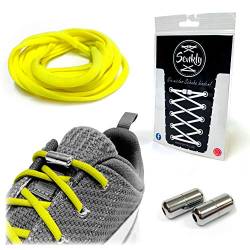 Senkly Elastische Schnürsenkel mit Metallkapsel für Sneaker (Neongelb-Silber) von Senkly