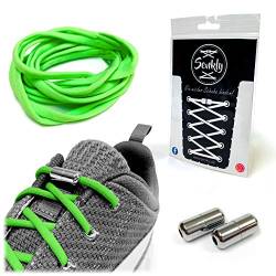 Senkly Elastische Schnürsenkel mit Metallkapsel für Sneaker (Neongrün-Silber) von Senkly