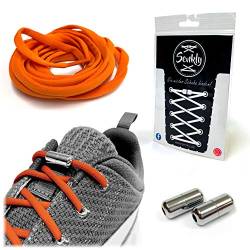 Senkly Elastische Schnürsenkel mit Metallkapsel für Sneaker (Orange-Silber) von Senkly