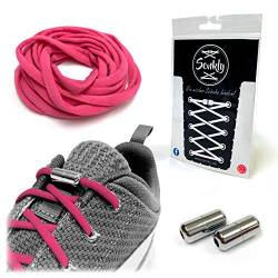Senkly Elastische Schnürsenkel mit Metallkapsel für Sneaker (Pink-Silber) von Senkly