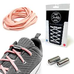Senkly Elastische Schnürsenkel mit Metallkapsel für Sneaker (Rosa-Silber) von Senkly