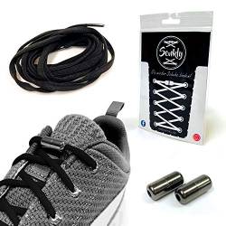 Senkly Elastische Schnürsenkel mit Metallkapsel für Sneaker (Schwarz-Gunmetal) von Senkly