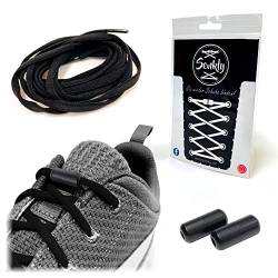 Senkly Elastische Schnürsenkel mit Metallkapsel für Sneaker (Schwarz-Mattschwarz) von Senkly