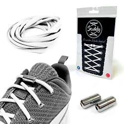 Senkly Elastische Schnürsenkel mit Metallkapsel für Sneaker (Weiss-Silber) von Senkly