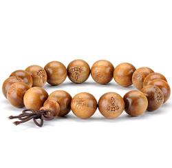 Senlinmu Tibetische Armband, Buddha buddhistische Zen Meditation Mala Gebet Fo Kwan-Yin Holz Bead Männer Handgelenk Armband von Senlinmu