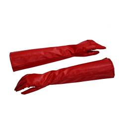 Senmubery Paar stilvoll Rot Einfarbig PU Leder Lange Handschuhe Fuer Frauen von Senmubery