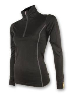 Sensor Merino Wool Damen T-Shirt LS mit Reissverschluss schwarz S von Sensor