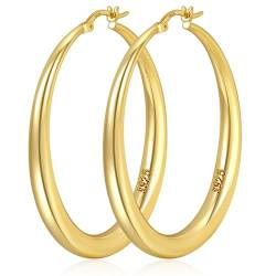 Senteria Creolen Gold Groß Hypoallergen Groß Goldene Creolen für Damen Leichte Hohl Ohrringe Gold Creolen Groß für Damen (35/40/50 MM) von Senteria