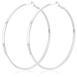 Senteria Creolen Silber 925 Groß 3 mm Dünne Silber Creolen Groß Leichte Hypoallergen Ohrringe Sterling Silber Creolen Groß für Damen 60MM von Senteria