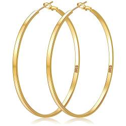 Senteria Gold Creolen Damen Creolen Gold Groß Leicht Hypoallergen 14k Ohrringe Vergoldet Große Gold Creolen 3mm Dünne Ohrringe Gold Creolen Für Damen Mädchen(30mm) von Senteria