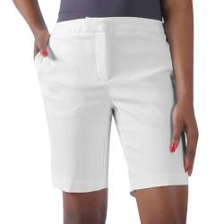 Senxcover Damen Golf-Shorts, 22,9 cm, Chino-Shorts, Stretch, lässige Bermuda-Shorts, Reines Weiß, 36 von Senxcover