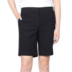 Senxcover Damen Golf Shorts 9 Zoll Chino Shorts Stretch Casual Bermuda Shorts, schwarz, 48 von Senxcover