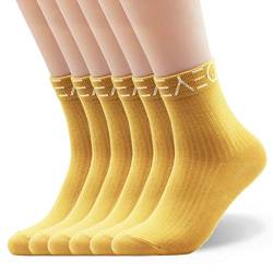 Seoulmade Herren & Damen Socken aus Premium Baumwolle | Schöne Streetwear Socken (Senfgelb, 35-39) 6x Paar von Seoulmade