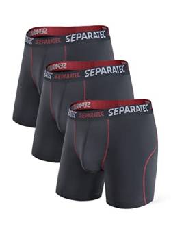 Separatec Sport Boxershorts Herren Schnelltrocknende Unterhosen Männer mit Doppelter Beutel Retroshorts 3er Pack von Separatec