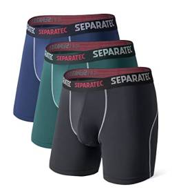 Separatec Sport Boxershorts Herren Schnelltrocknende Unterhosen Männer mit Doppelter Beutel Retroshorts 3er Pack von Separatec