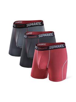 Separatec Sport Boxershorts Herren Schnelltrocknende Unterhosen Männer mit Doppelter Beutel Retroshorts 3er Pack von Separatec