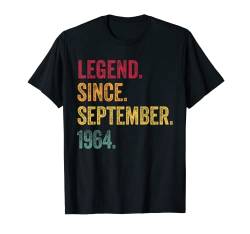 Geschenk zum 58. Geburtstag, Legende seit September 1964, Vintage Retro T-Shirt von September Birthday Made In Classic Best Of Style