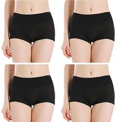 Serecofo 4er Pack Boxershorts Damen Panties Hipsters aus Modal Unterwäsche Unterhose Mehrpack Größen 32-48 ultraweich dehnbar (44-46, 4 Schwarz) von Serecofo