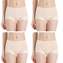 Serecofo 4er Pack Boxershorts Damen Panties Hipsters aus Modal Unterwäsche Unterhose Mehrpack Größen 32-48 ultraweich dehnbar (46-48, 4 Beige Nude) von Serecofo