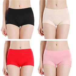 Serecofo 4er Pack Boxershorts Damen Panties Hipsters aus Modal Unterwäsche Unterhose Mehrpack Größen 32-48 ultraweich dehnbar (46-48, Schwarz, Beige Nude, Rot, Pink) von Serecofo