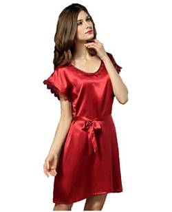 Damen-Schlafanzug aus Seide, 1 Stück, Nachtwäsche, lockere und freie Größe, 100 % Seide (Hauptteil), 5 Farben, Wohlbefinden, garnet red, One size von Seres
