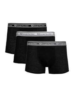 Sergio Tacchini Herren Boxershorts 3 Pack | elastischer Premium Baumwollmix | Praktisches 3er Pack Männer Boxershorts (DE/NL/SE/PL, Alphanumerisch, L, Regular, Regular, Schwarz) von Sergio Tacchini