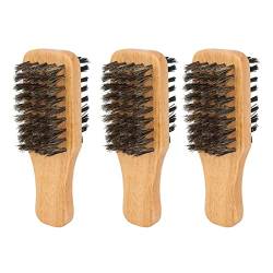 3 Stück Bartbürstenkamm, Holz-Bartbürste, weiche harte Borsten, Knotenentfernung, doppelseitige Bartbürste für das Styling zu Hause, Salon von Serlium