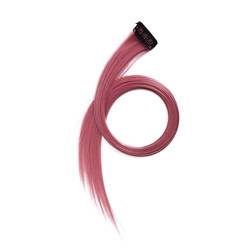Farbige Haarverlängerungen, Highlights, helle Farbe, Clip-In-Haarverlängerungen, 21,7 Zoll, gerade, synthetische Haarteile für Frauen, Mädchen, stilvoller Haarteil-Clip für Party-Cosplay(Rosa) von Serlium