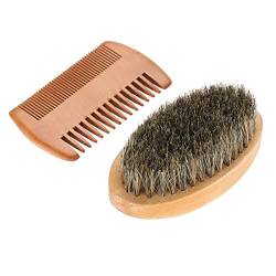 Männer Bartpflegeset, Bartpflegeset Schnurrbart-Ovalbürste und Bartkamm-Reinigungspflegewerkzeug Hilft, Schnurrbärte zu erweichen und zu pflegen von Serlium