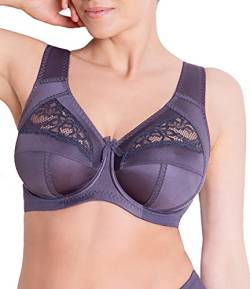 SERMIJA Der Klassische Büstenhalter Soft mit Spitzen, laminiert mit Baumwolle, in großen Größen, mit Bügeln und mit Breiten Trägern, von Serie Honey Lingerie. Komfortabel für jeden Tag,80J,Purple Mint von Sermija