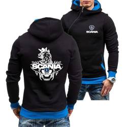 Herren-Kapuzenpullover Sportbekleidung Für Scania Jacken Mit Schrägem Reißverschluss Langarm-Sweatshirt-Druck Aktive Oberbekleidung Pullover Oberteile-Black Blue||S von Seroni