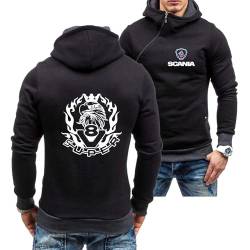 Herren-Kapuzenpullover Sportbekleidung Für Scania Langärmelige Sweatshirts Schräger Reißverschluss Oberbekleidung Oberteile Grafischer Kapuzenpullover-Black Gray||S von Seroni